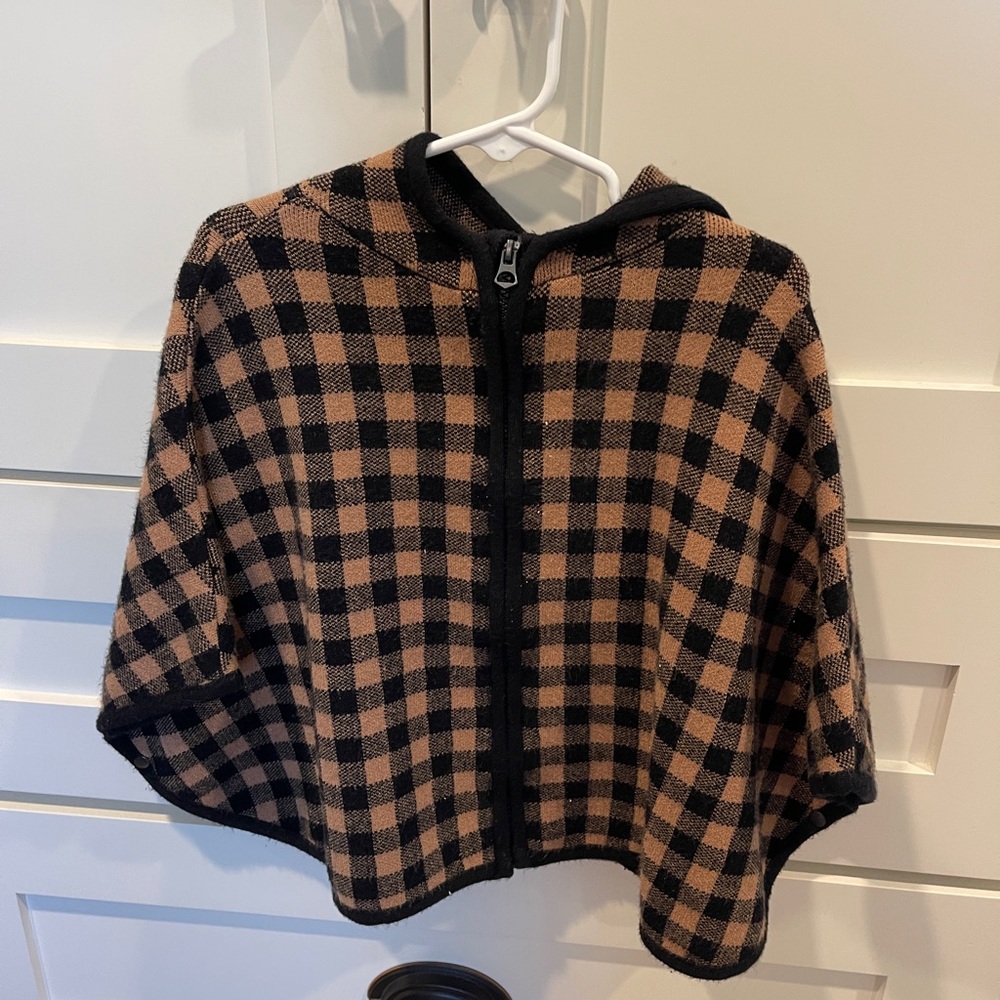 Buffalo check poncho